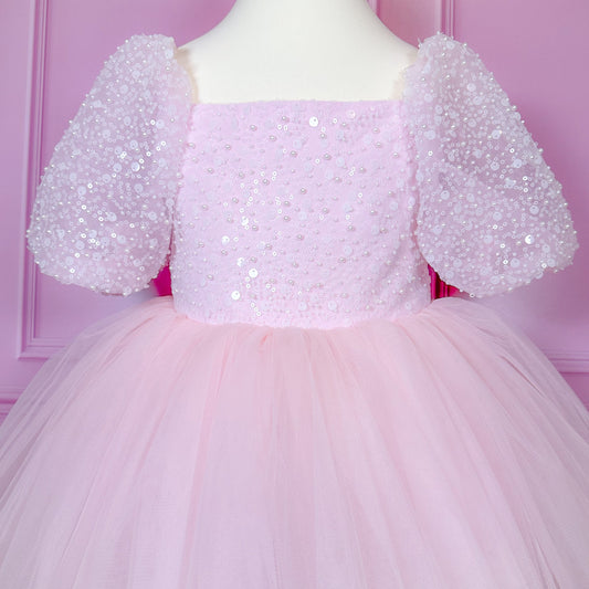 Feestjurk met Pofmouwen | Roze | Yamine