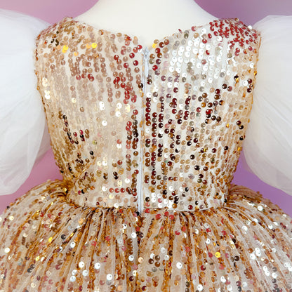 Jasmin Party Dress | White & Gold