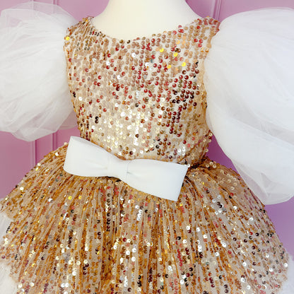 Jasmin Party Dress | White & Gold
