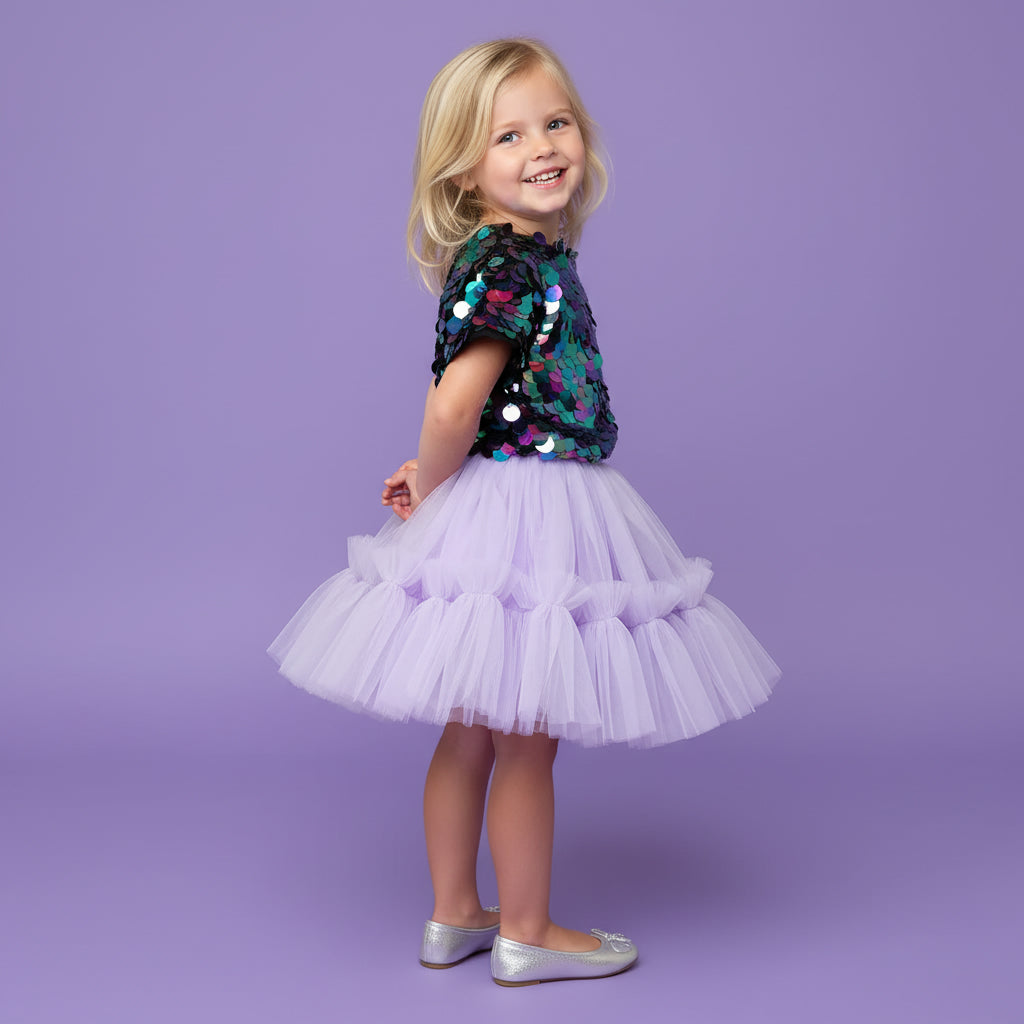 Feestelijke Meisjes Rok met Top | Paars