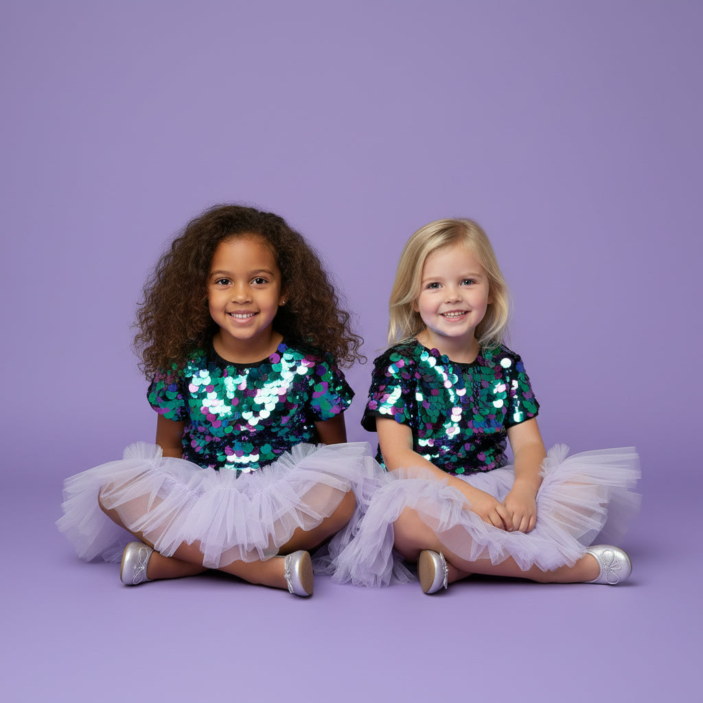 Feestelijke Meisjes Rok met Top | Paars