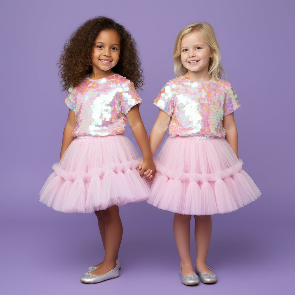 Feestelijke Meisjes Rok met Top | Roze