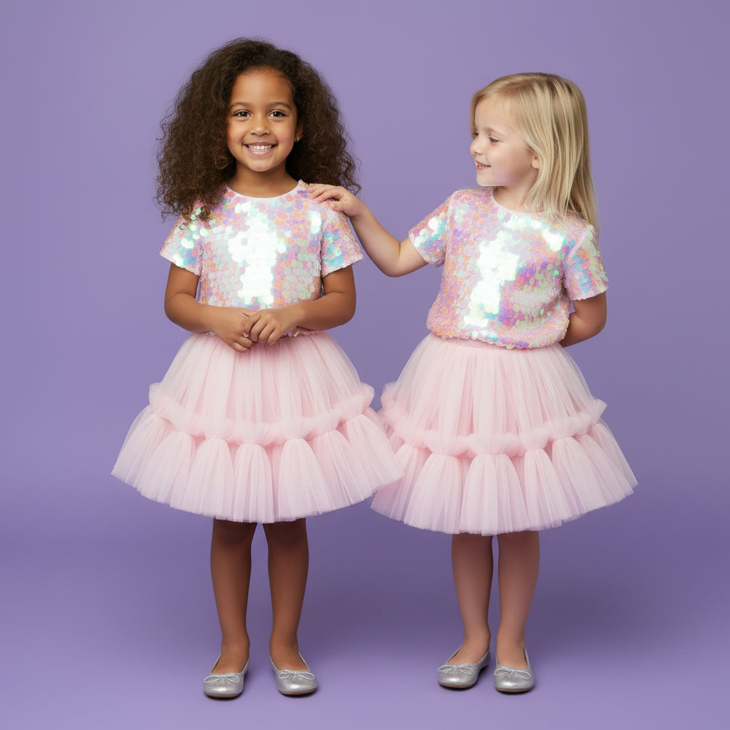 Feestelijke Meisjes Rok met Top | Roze