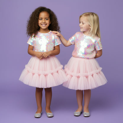 Feestelijke Meisjes Rok met Top | Roze