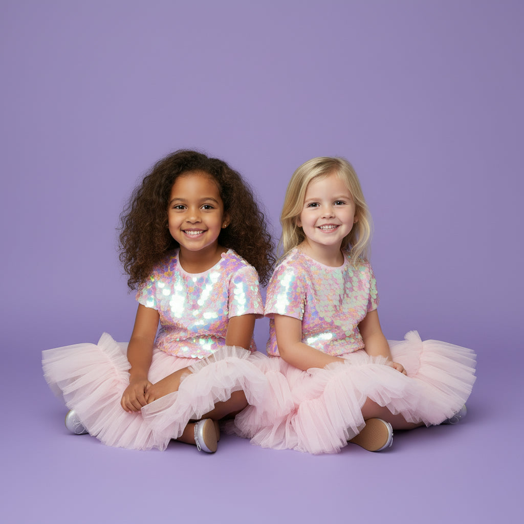 Feestelijke Meisjes Rok met Top | Roze