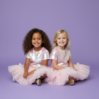 Feestelijke Meisjes Rok met Top | Roze