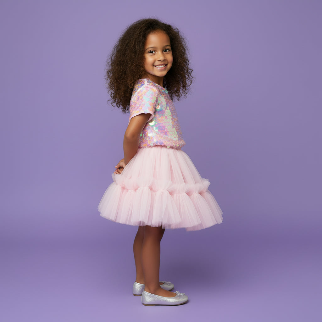 Feestelijke Meisjes Rok met Top | Roze