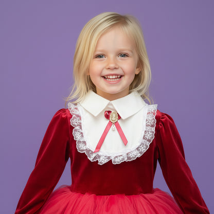 Meisjes Fluweel en Tule Feestjurk  | Rood