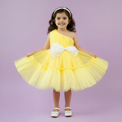 Meisjes Feestjurk met Strik | Geel