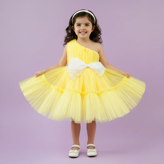 Meisjes Feestjurk met Strik | Geel