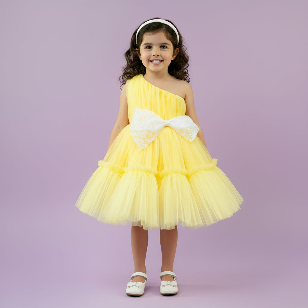 Meisjes Feestjurk met Strik | Geel