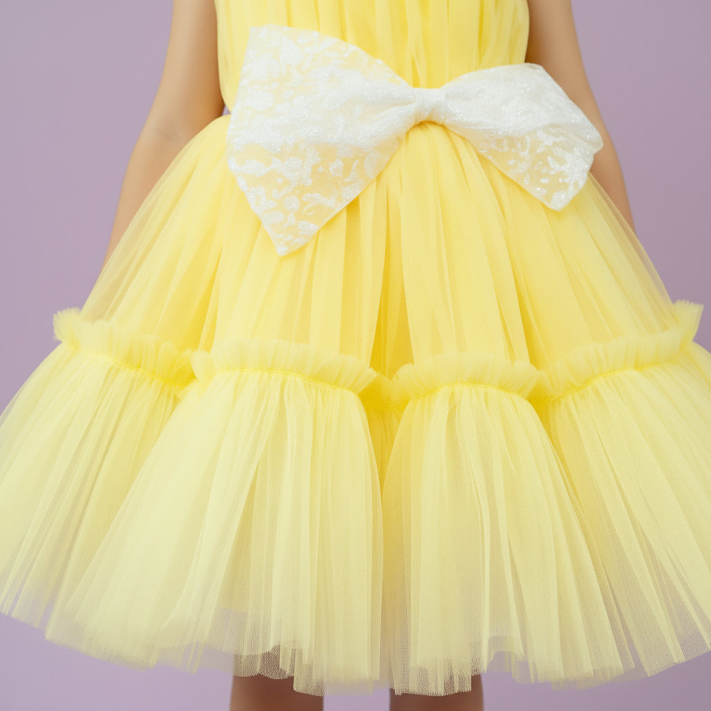 Meisjes Feestjurk met Strik | Geel