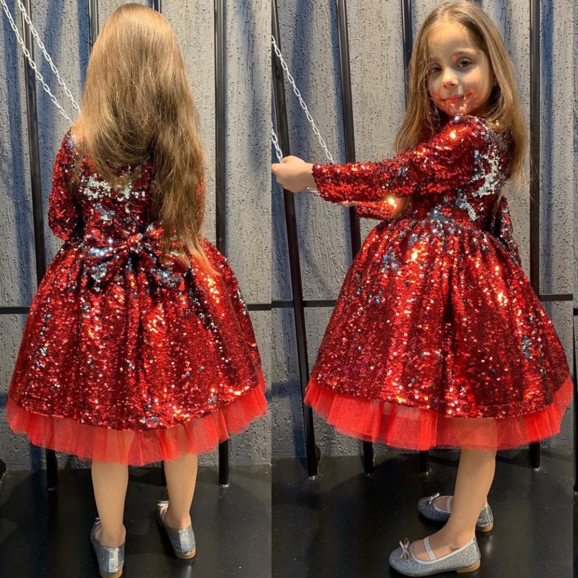 Feestjurk met pailletten Rood Yamine